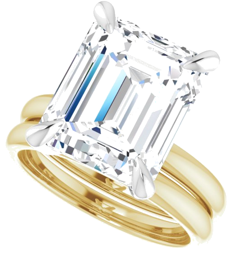 14K Yellow White 12 x 10 mm Emerald Engagement Ring Mounting (9)