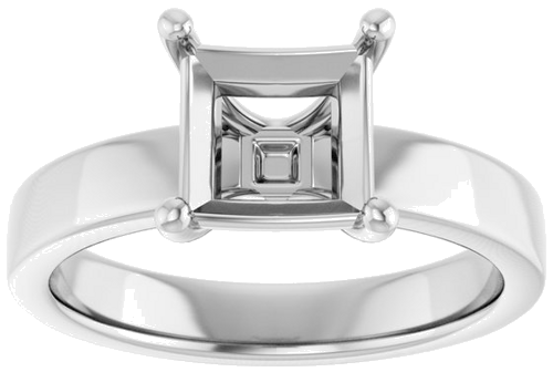 Sužadėtuvių Žiedas „Solitaire“ 14k white gold Square 6.5mm (3)