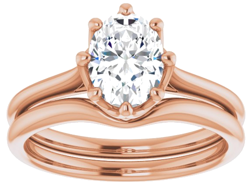 Sužadėtuvių Žiedas „Solitaire“ 14k rose gold Oval 8mm x 6mm (8)