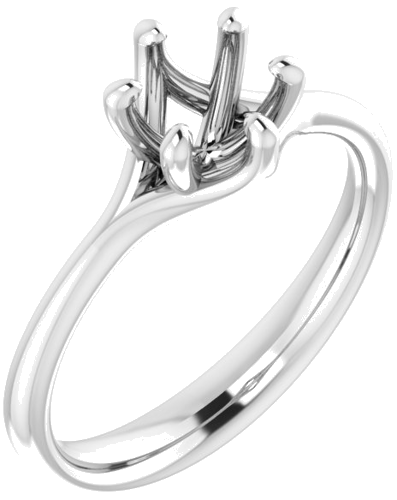 14K White 6 mm Round Engagement Ring Mounting (1)