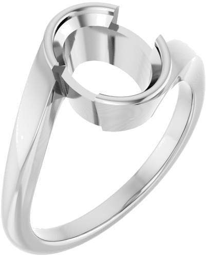 Sužadėtuvių Žiedas „Half-Bezel Solitaire“ 14k white gold Oval 9mm x 7mm (1)
