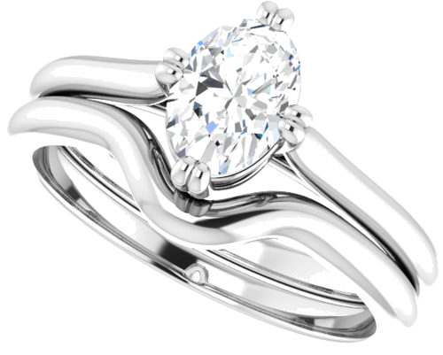 Sužadėtuvių Žiedas „Solitaire“ 750 Baltojo Aukso Oval 7mm x 5mm (10)