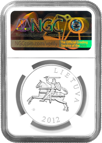 2012 Седловидна костенурка Литва Сребърна монета от 50 лита PF 70 ULTRA CAMEO (2)