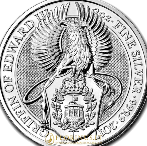 2017 Griffin, Queen's Beasts, Great Britain, 2 oz Silver coin (2)