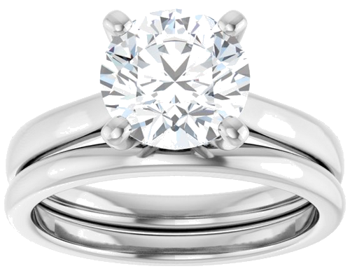 14K White 8 mm Round Engagement Ring Mounting (8)