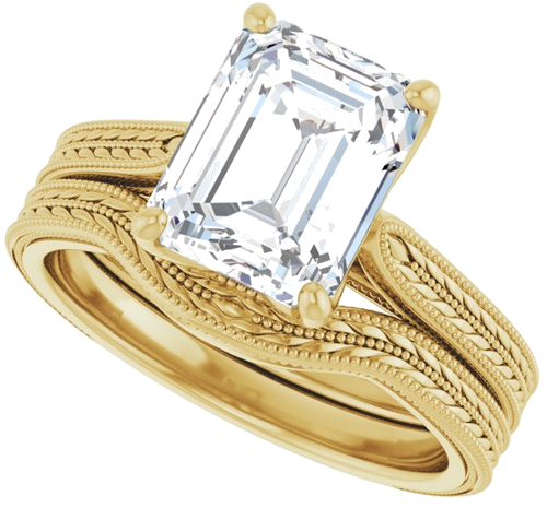 Sužadėtuvių Žiedas „Solitaire“ 14k yellow gold Emerald 9mm x 7mm (10)