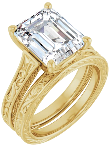 Sužadėtuvių Žiedas „Solitaire Scroll“ 14k yellow gold Emerald 11mm x 9mm (6)