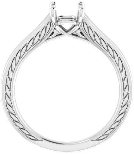 14K White  7x5 mm Emerald Solitaire Engagement Ring Mounting (2)