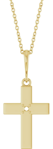 Pakabukas „Family Cross“ 14k yellow gold Round 2mm (1)