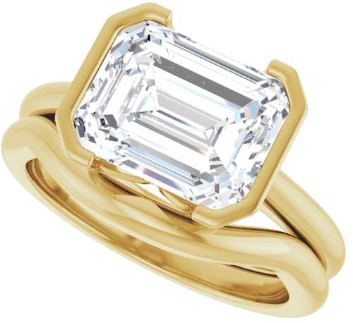 Sužadėtuvių Žiedas „Half-Bezel Solitaire“ 14k yellow gold Emerald 10mm x 8mm (10)