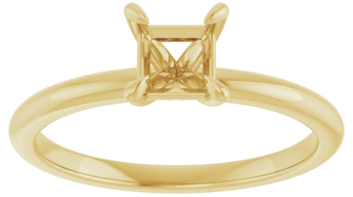 14K Yellow  4.5x4.5 mm Square Solitaire Engagement Ring Mounting (3)