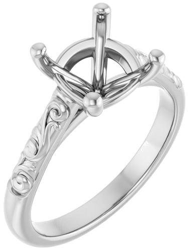 Sužadėtuvių Žiedas „Solitaire“ 14k white gold Cushion 8mm (1)