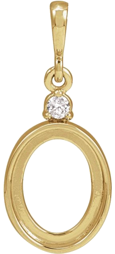 Pakabukas „Cabochon Bezel-Set“ 585 Geltonojo Aukso Oval 12mm x 10mm (1)