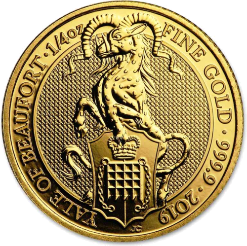 1/4 oz Йейл дома Бофортов Звери Королевы 2019 Великобритания золотая монета (1)