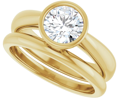 Sužadėtuvių Žiedas „Bezel-Set Solitaire“ 14k yellow gold Round 6.5mm (10)