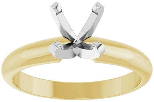 14K Yellow   White 6-6.6 mm Round 4-Prong Heavy Solitaire Ring Mounting (3)