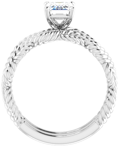 Sužadėtuvių Žiedas „Solitaire Twisted Rope“ 14k white gold Emerald 7mm x 5mm (7)
