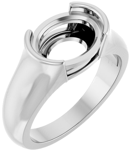 Sužadėtuvių Žiedas „Half Bezel Solitaire“ 14k white gold Oval 10mm x 8mm (1)
