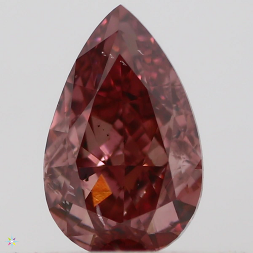 0.3 carat Fancy Deep Orangey Pink-SI2 Natūralus Pear Deimantas (1)