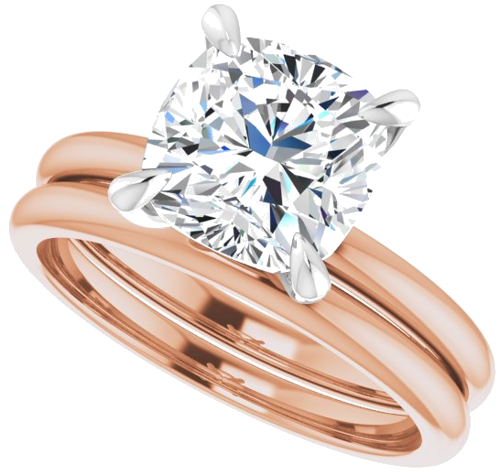 Sužadėtuvių Žiedas „Solitaire“ 585 Baltojo Ir Rožinis Aukso Cushion 8mm (8)