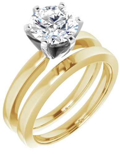 14K Yellow White 7.4 mm Round Solitaire Engagement Ring Mounting (6)