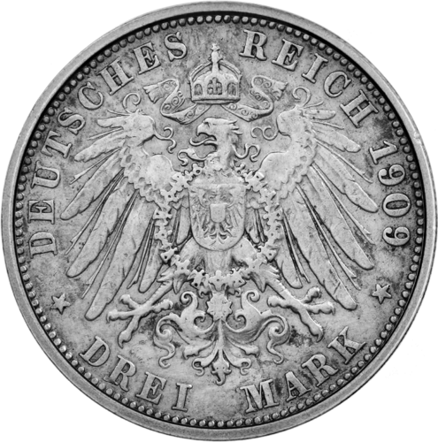 3 марки Вильгельм II (1908-1912) Германская империя серебряная монета (2)