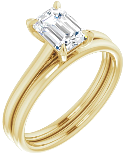 14K Yellow  7x5 mm Emerald Solitaire Engagement Ring Mounting (6)