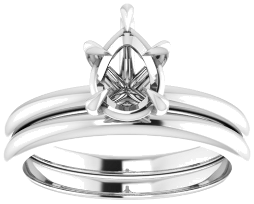 10K White 8x6 mm Pear Solitaire Engagement Ring Mounting (8)