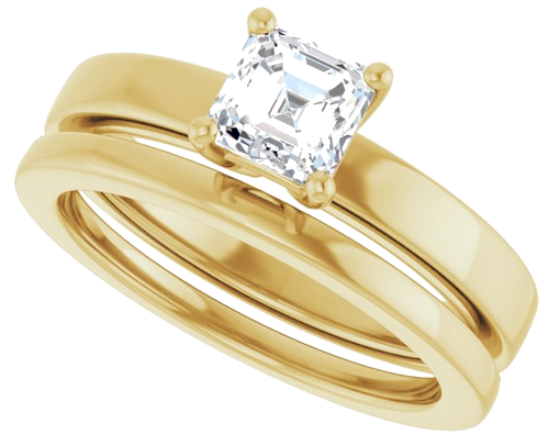 14K Yellow 5 mm Asscher Solitaire Engagement Ring Mounting (8)