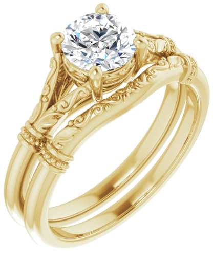 Sužadėtuvių Žiedas „Sculptural“ 18k yellow gold Round 6mm (6)