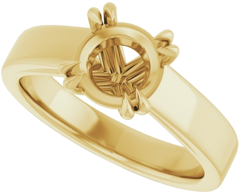 14K Yellow 7.4 mm Round Engagement Ring Mounting (5)