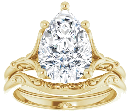 Sužadėtuvių Žiedas „Solitaire“ 14k yellow gold Pear 12mm x 8mm (8)