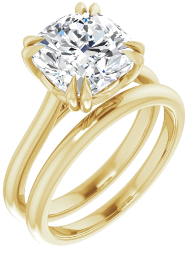 Sužadėtuvių Žiedas „Double Claw-Prong“ 14k yellow gold Cushion 9mm (6)