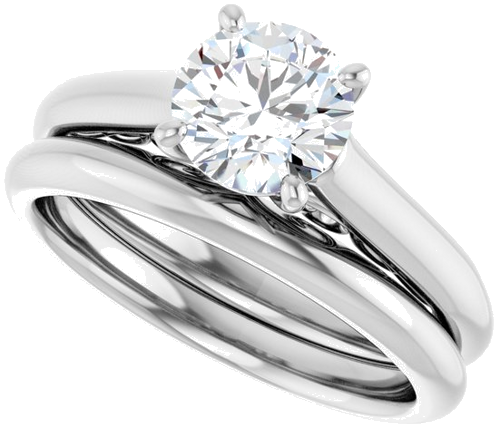 14K White  6.5 mm Round Solitaire Engagement Ring Mounting (10)