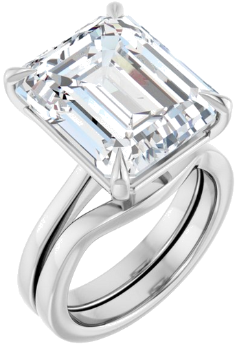 Sužadėtuvių Žiedas „Claw-Prong“ 14k white gold Emerald 14mm x 12mm (6)