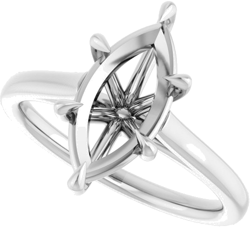 Sužadėtuvių Žiedas „Claw-Pong“ 14k white gold Marquise 13mm x 6.5mm (5)