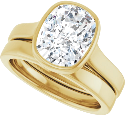 Sužadėtuvių Žiedas „Bezel-Set Solitaire“ 14k yellow gold Elongated Cushion 10mm x 8mm (10)