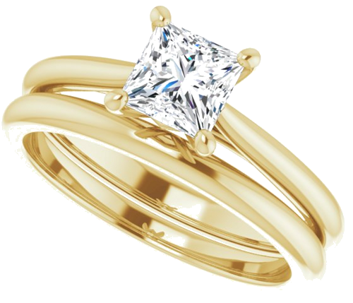 14K Yellow 5 mm Square Solitaire Engagement Ring Mounting (10)