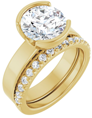 Sužadėtuvių Žiedas „Half-Bezel Solitaire“ 18k yellow gold Round 9.4mm (6)