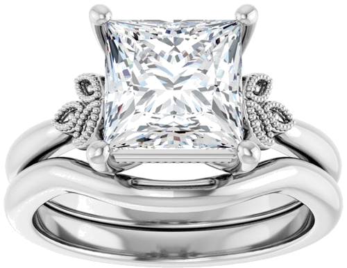 Sužadėtuvių Žiedas „Solitaire“ 14k white gold Square 7.5mm (8)