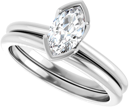 Sužadėtuvių Žiedas „Half-Bezel“ 14k white gold Marquise 8mm x 4.5mm (10)