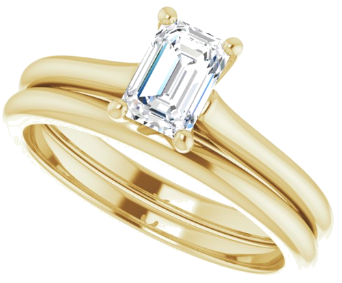 Sužadėtuvių Žiedas „Accented“ 14k yellow gold Emerald 6mm x 4mm (10)