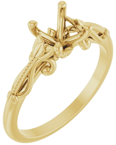 14K Yellow 8x6 mm Oval Sculptural-Inspired Engagement Ring Mounting (1)