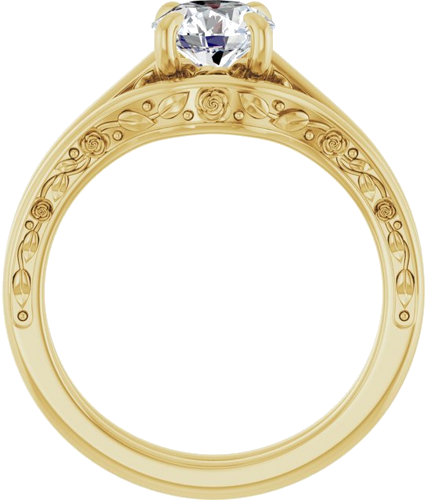 Sužadėtuvių Žiedas „Solitaire Floral“ 14k yellow gold Round 6.5mm (7)