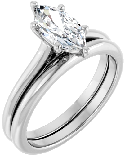Sužadėtuvių Žiedas „Accented“ 10k white gold Marquise 10mm x 5mm (6)
