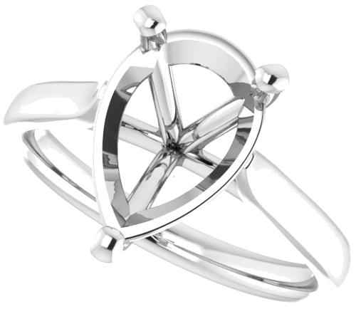 Platinum 12x8 mm Pear Engagement Ring Mounting (5)