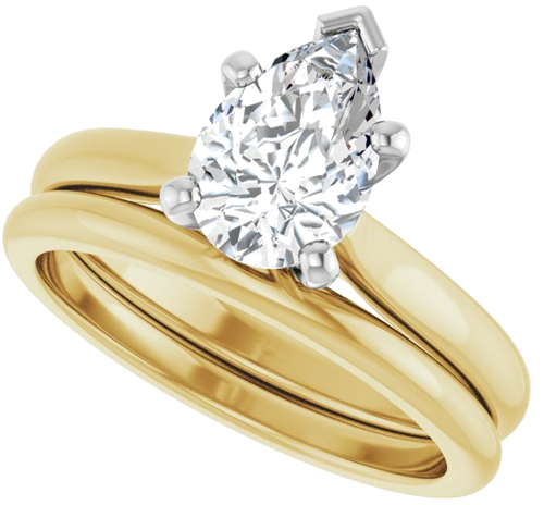 Sužadėtuvių Žiedas 14k yellow/white gold Pear 9mm x 6mm (10)