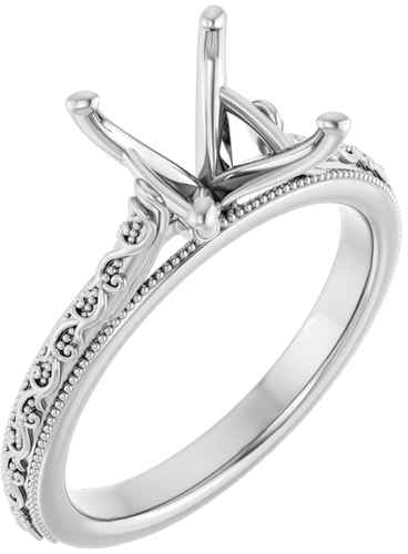 Sužadėtuvių Žiedas „Solitaire Sculptural“ 14k white gold Oval 10mm x 8mm (1)