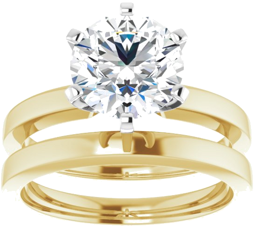 14K Yellow White 8.2 mm Round Solitaire Engagement Ring Mounting (8)