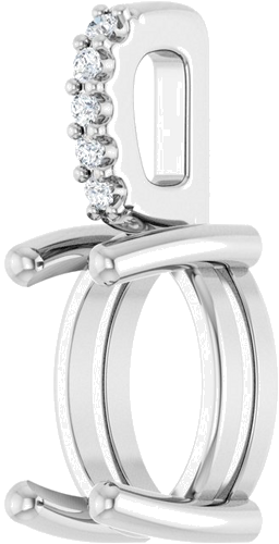 14K White 8x6 mm Oval .02 CTW Natural Diamond Semi-Set Cabochon Pendant (2)